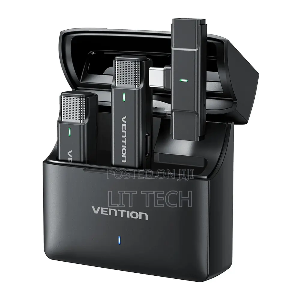 Vention USB-C 2-Pack Wireless Lavalier Microphone With Charging Case