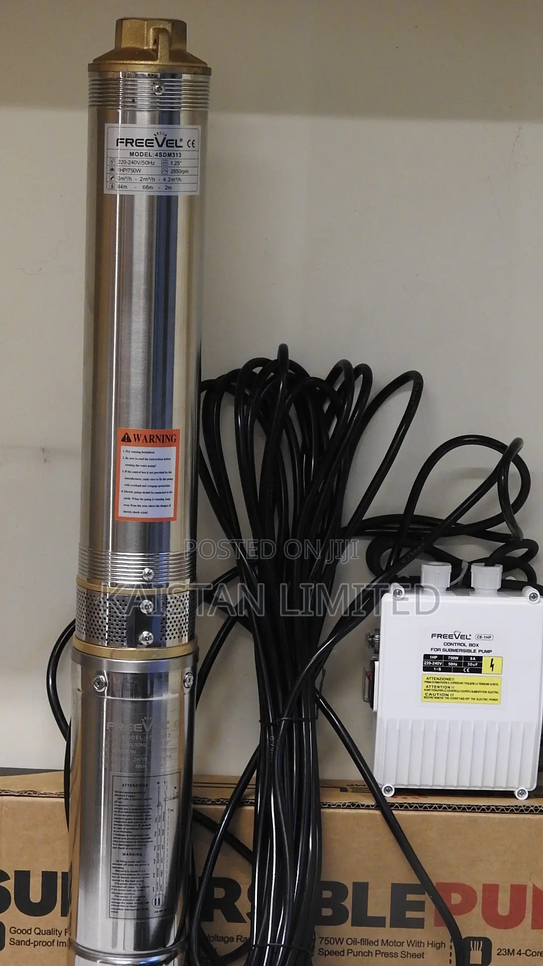 Freevel 1HP Borehole Water Pump | 4SDM313 Submersible Pump | 84M Head