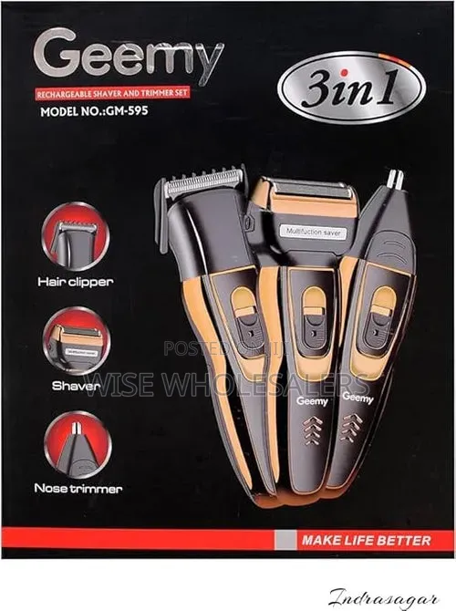 Geemy 3-in-1 Rechargeable Shaver and Trimmer Set.