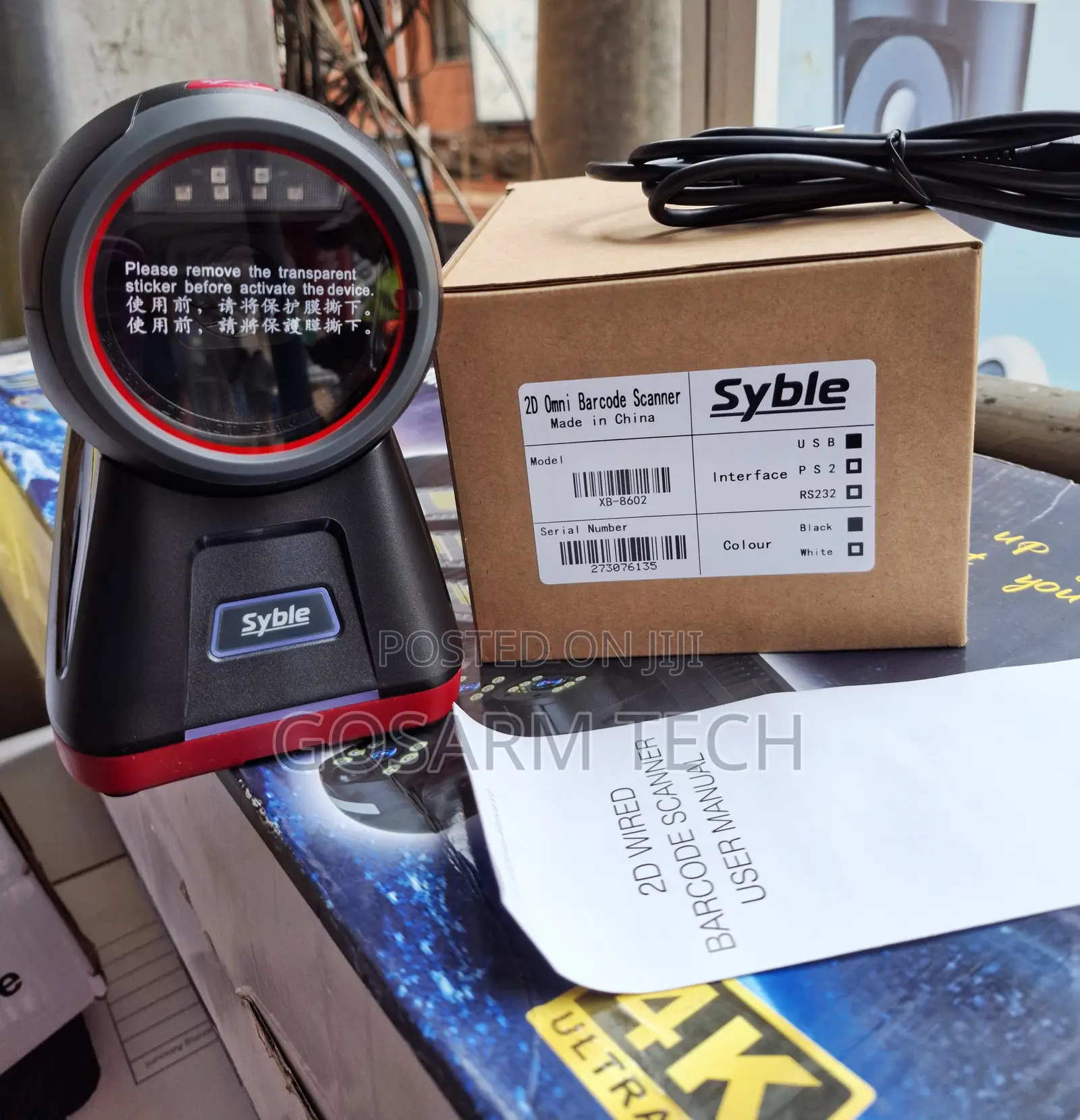 XB-8602 Professional 2D Barcode Scanner Table-Mount for Retail POS