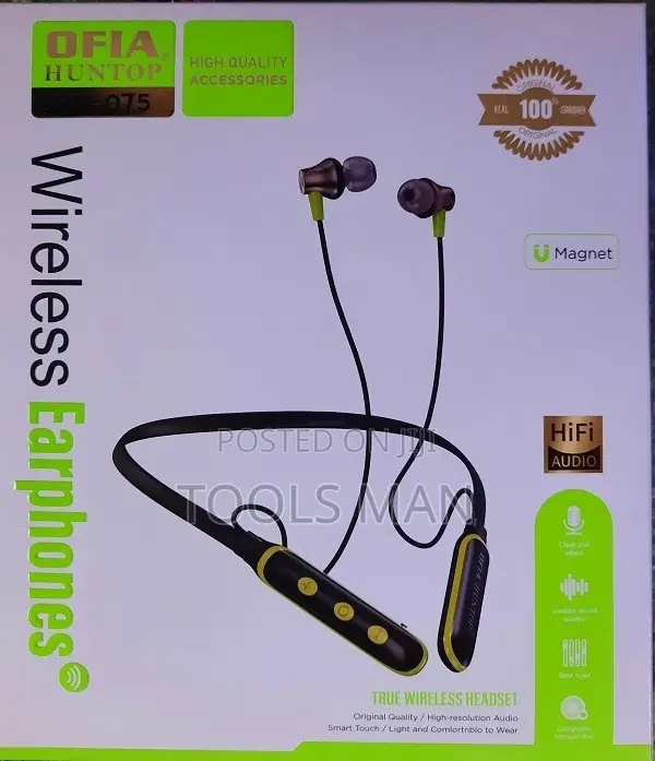 Wireless Earphones Ofia Huntop HT-075 Green Neckband