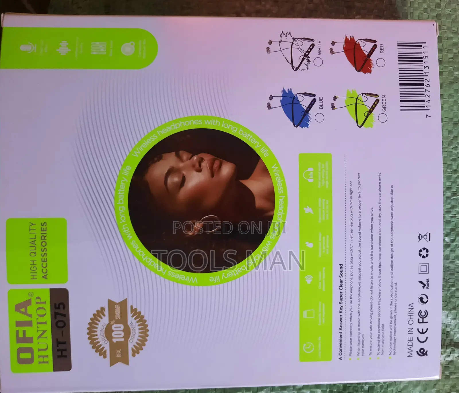 Wireless Earphones Ofia Huntop HT-075 Green Neckband