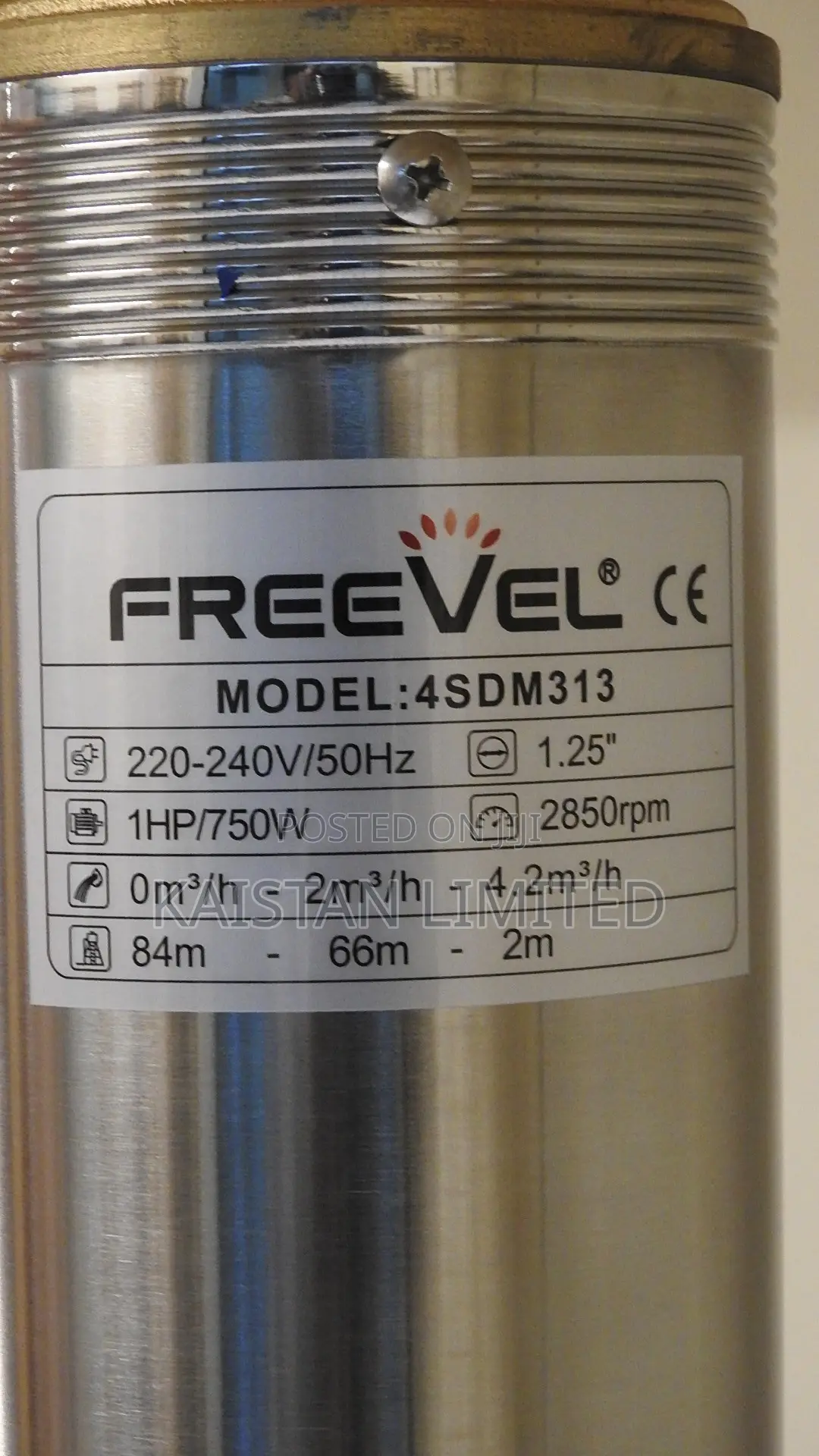 Freevel 1HP Submersible Borehole Pump 4SDM313 | 84M Head | 220-240v