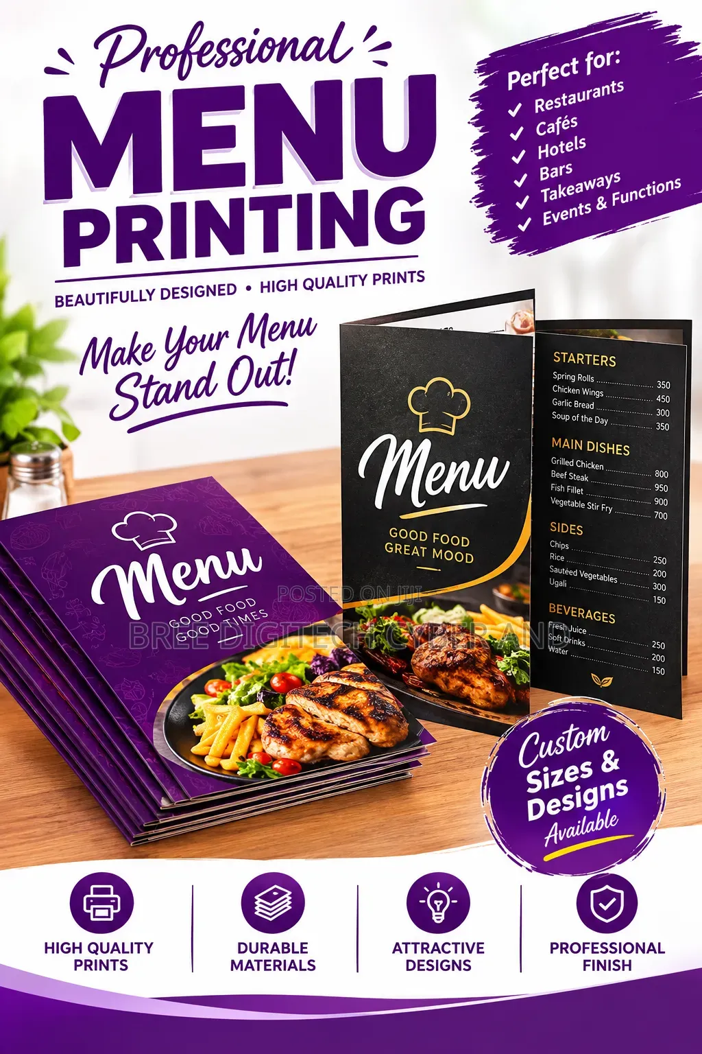Premium Laminated Menu Cards