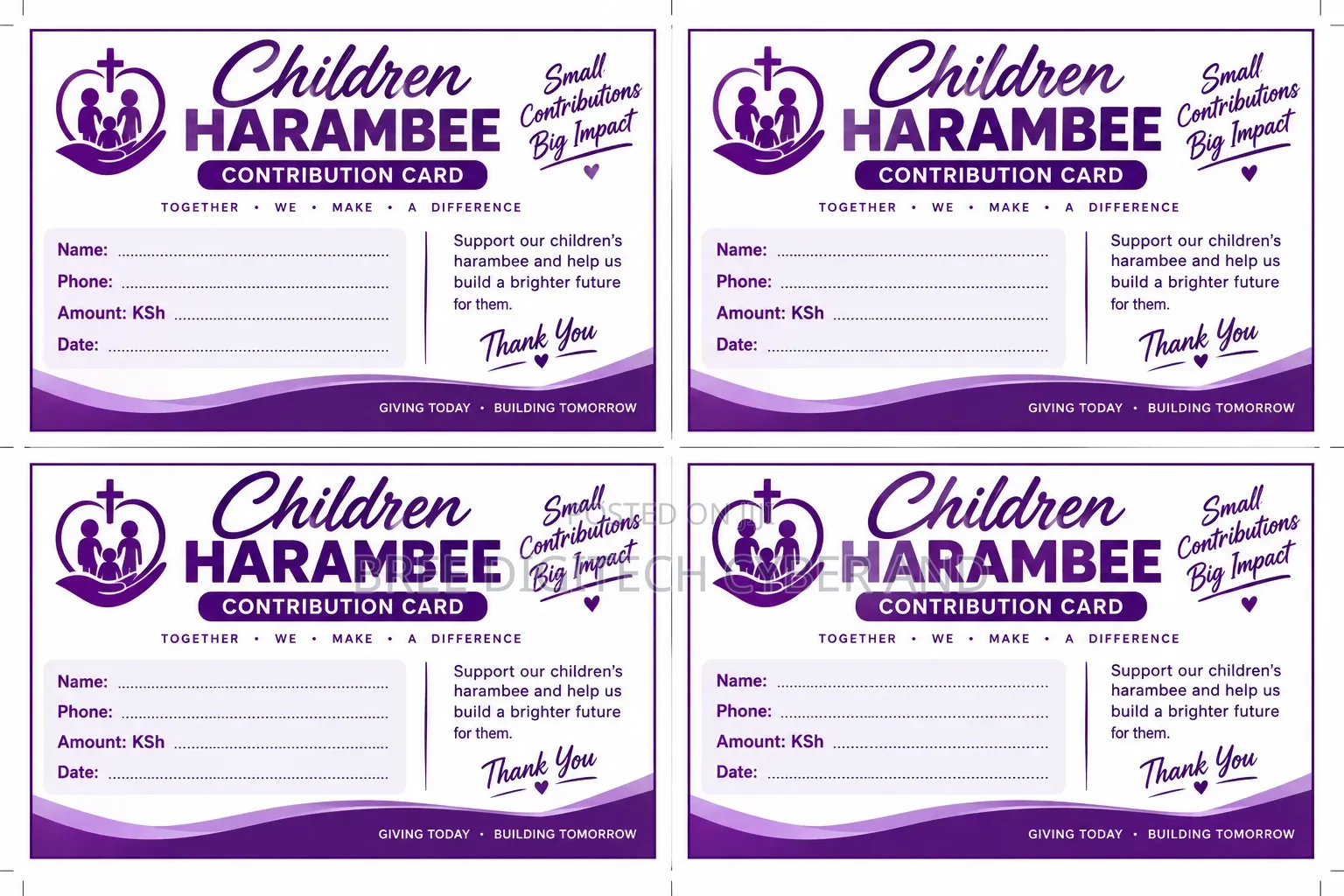 Harambee Contribution Cards