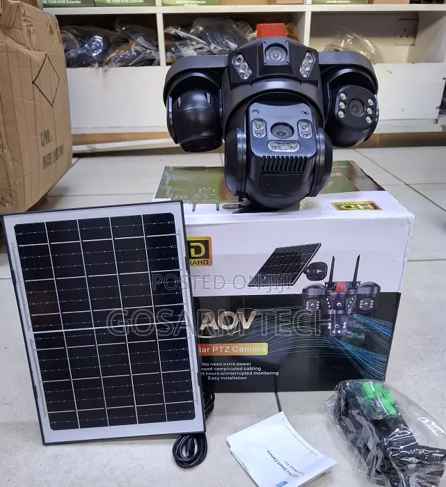 4G Triple Lens Solar Powered Three Lens PTZ Camera 2way Audio