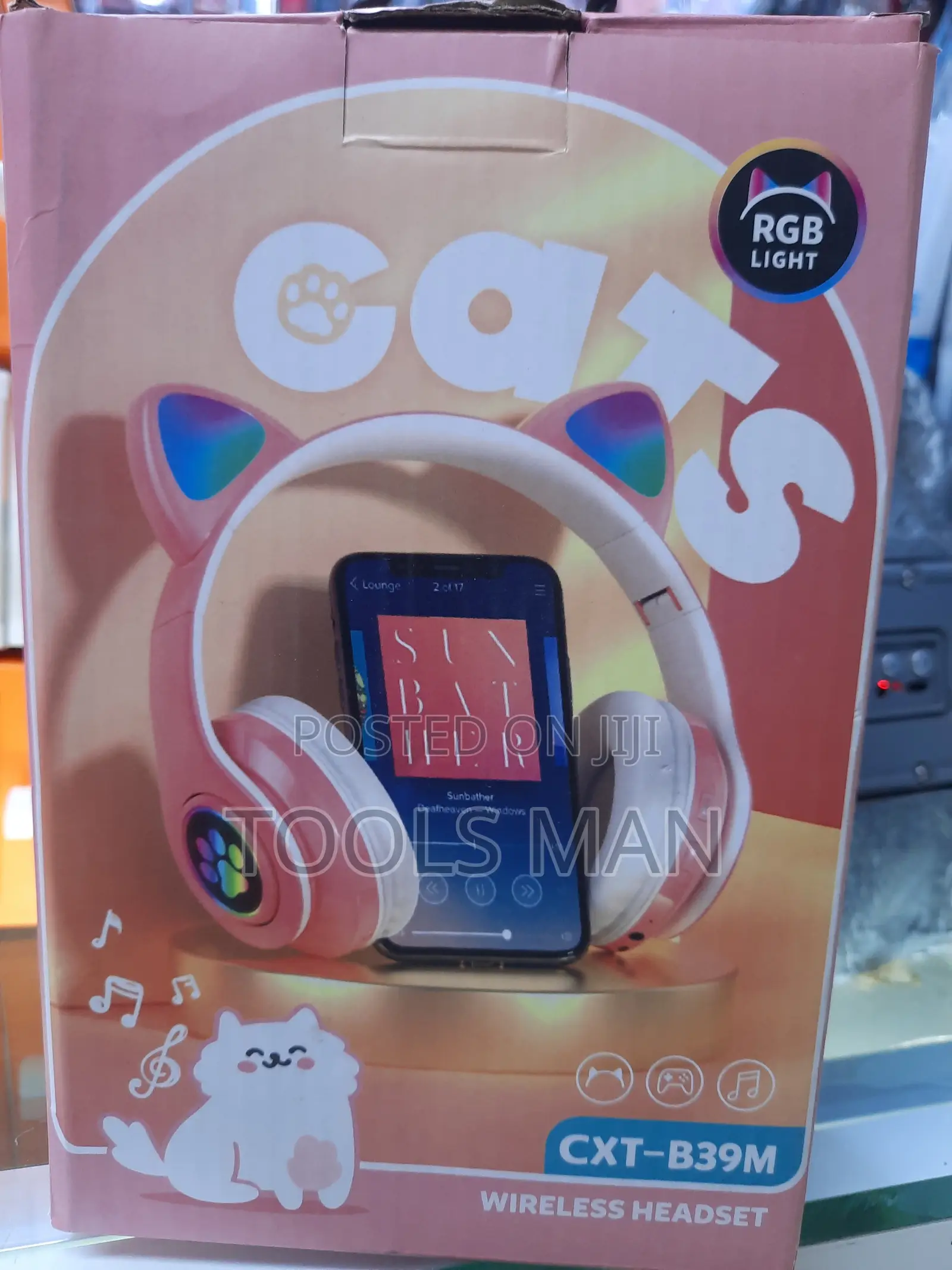 Bing Bing CXT-B39M RGB Cat Ear Wireless Headset Pink
