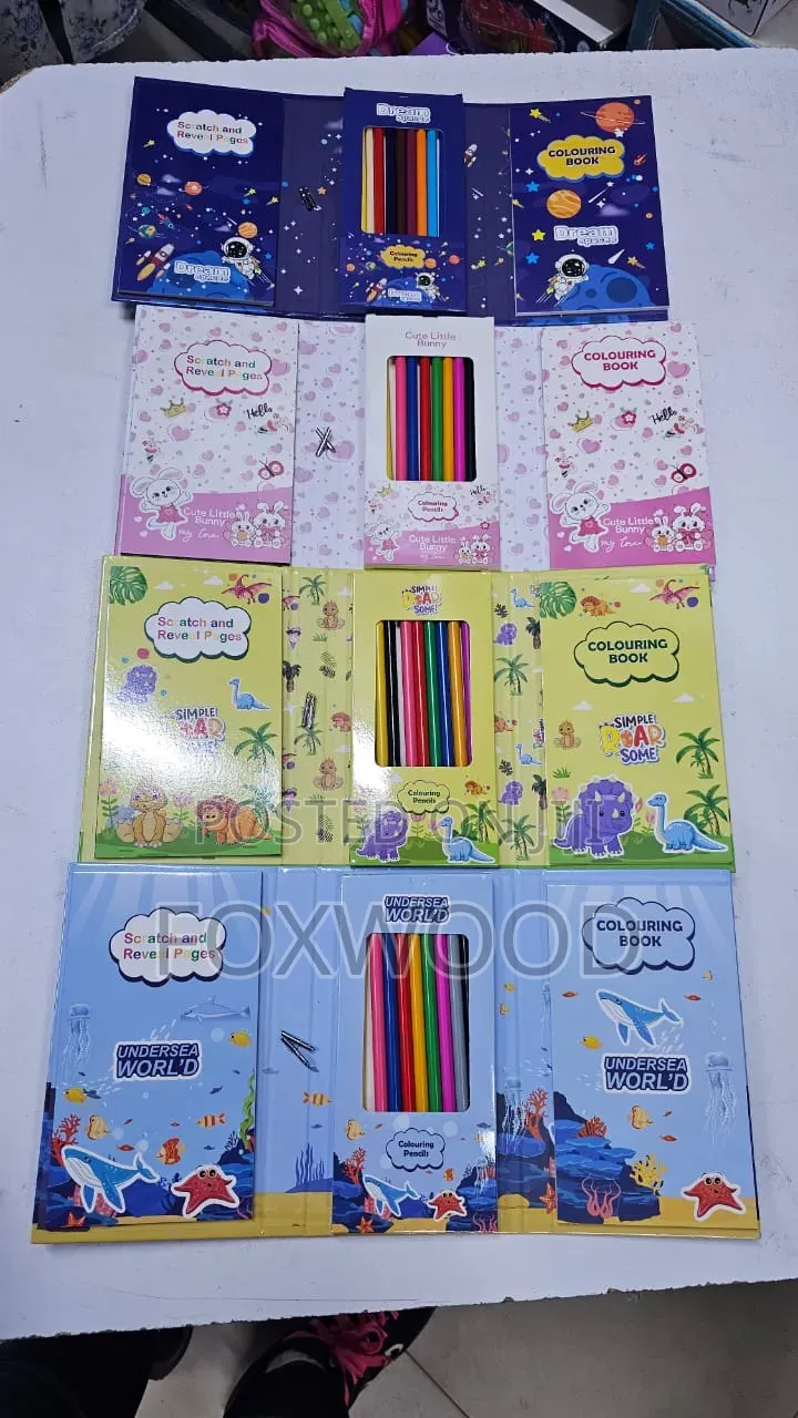 60 Pages Colour Book With 8 Coloring Pencils