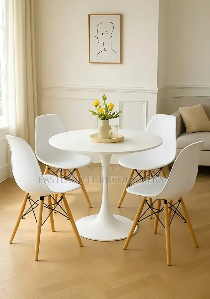 4 Seater Dining Table and Chairs Set - White