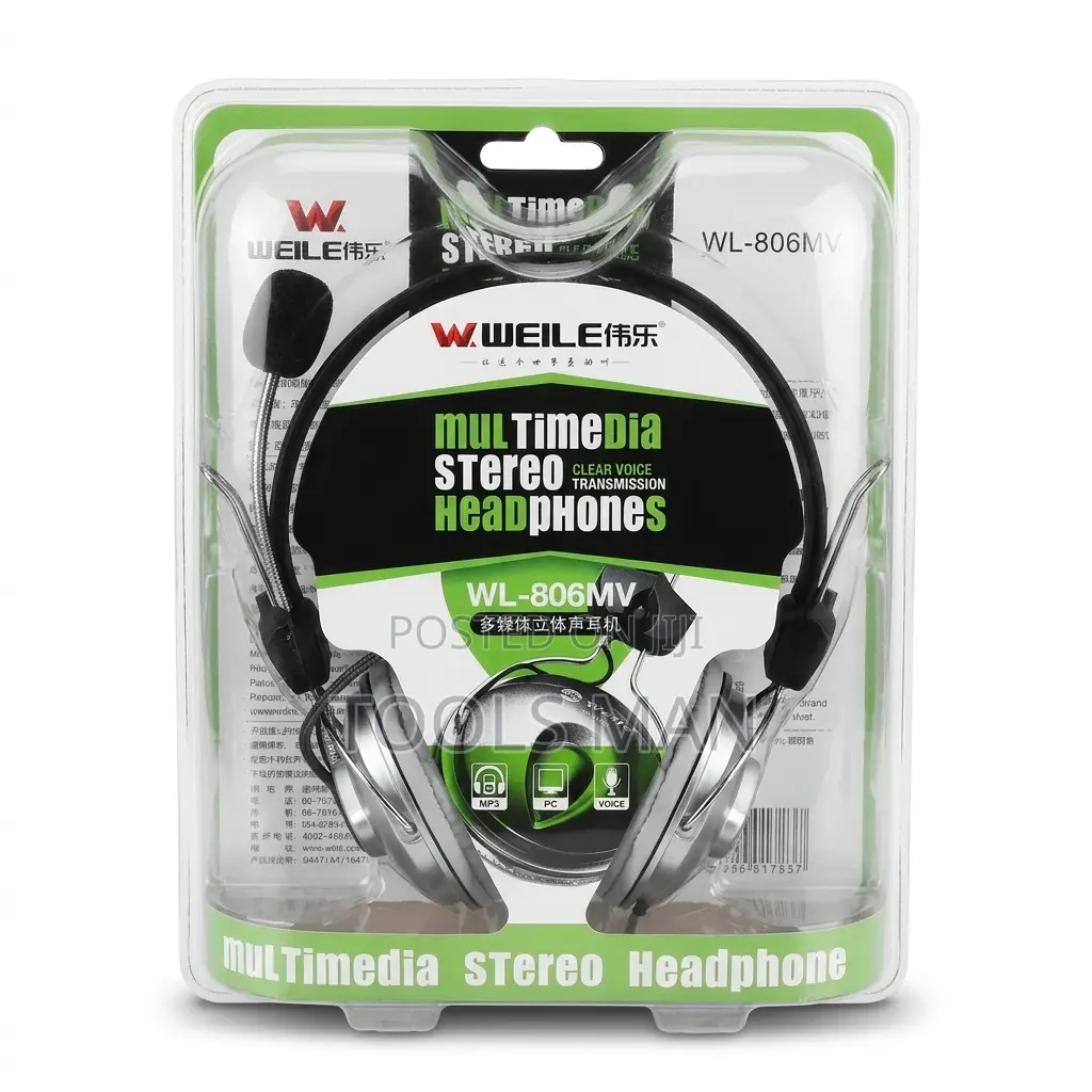 Weile WL-806MV Wired Multimedia Stereo Headphones With Microphone