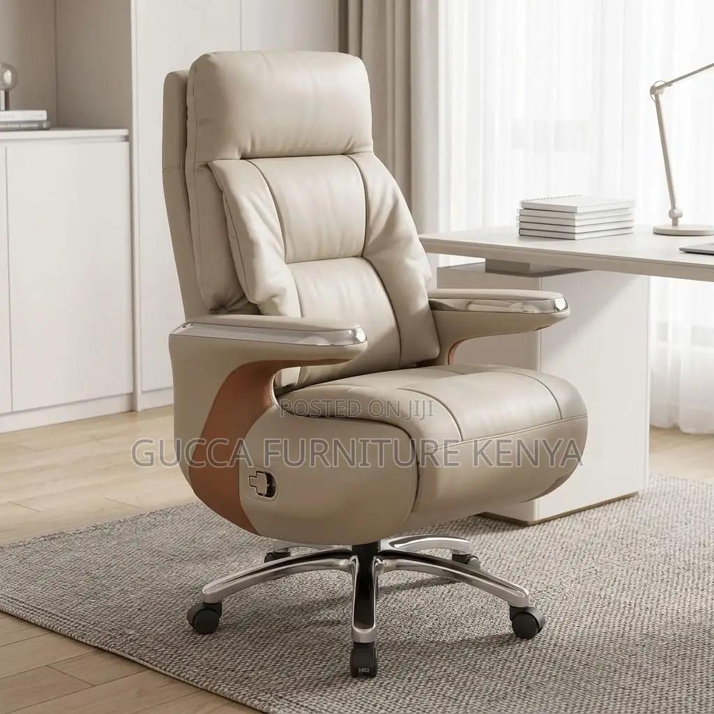 Director's Leather Desk Chair With Footrest