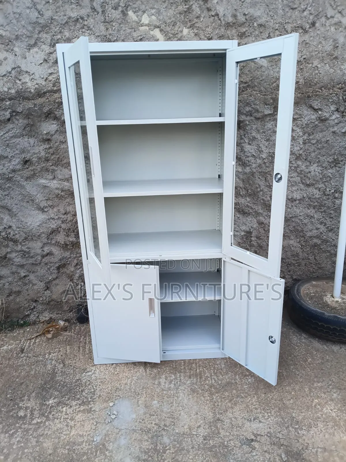 Front Glass Modern Storage Cabinet/Adjustable Shelves Cabinet.