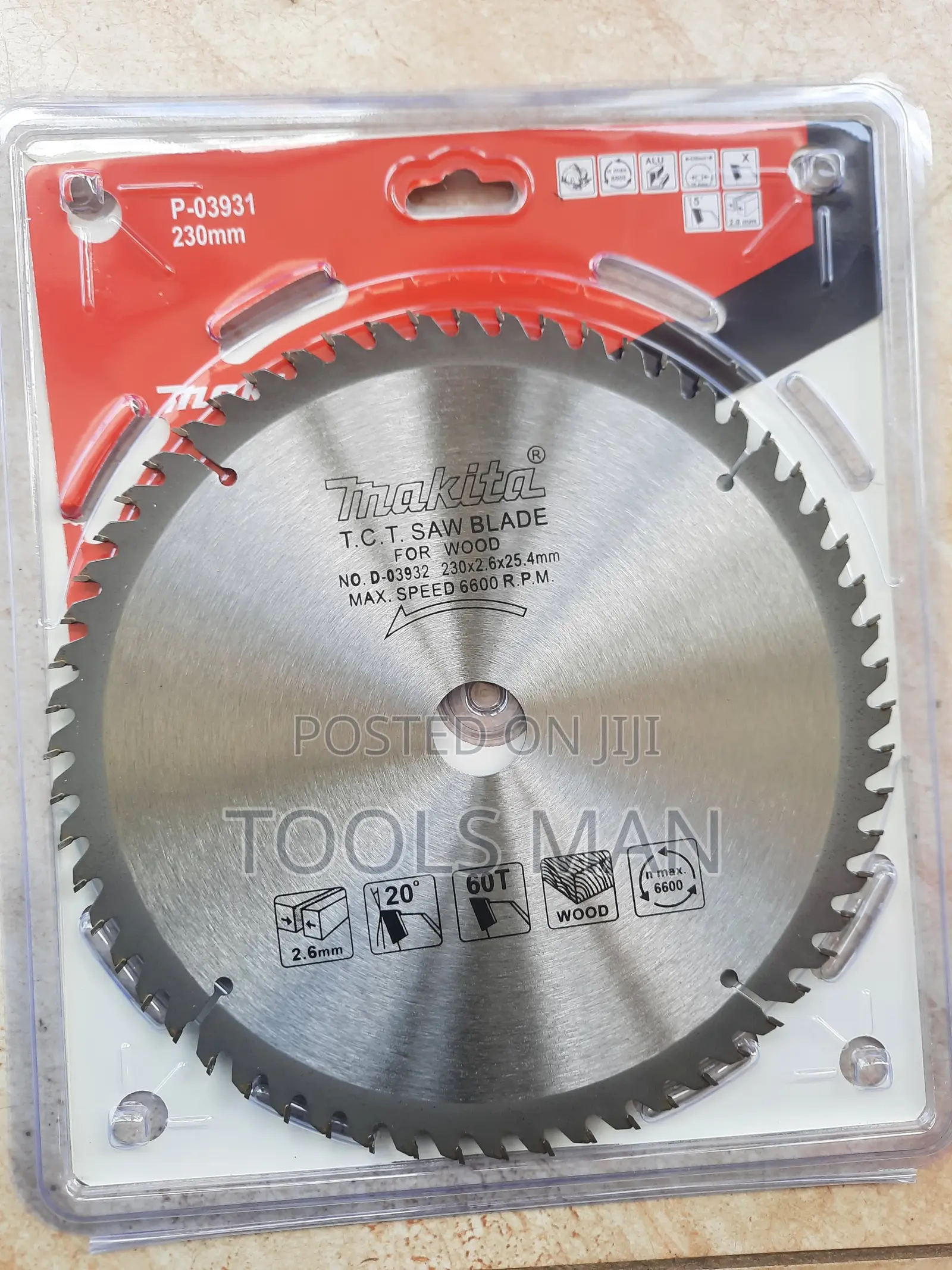 230mm (9 Inch) X 2.6mm X 25.4mm 60T Makita Wood Circular Saw Blade