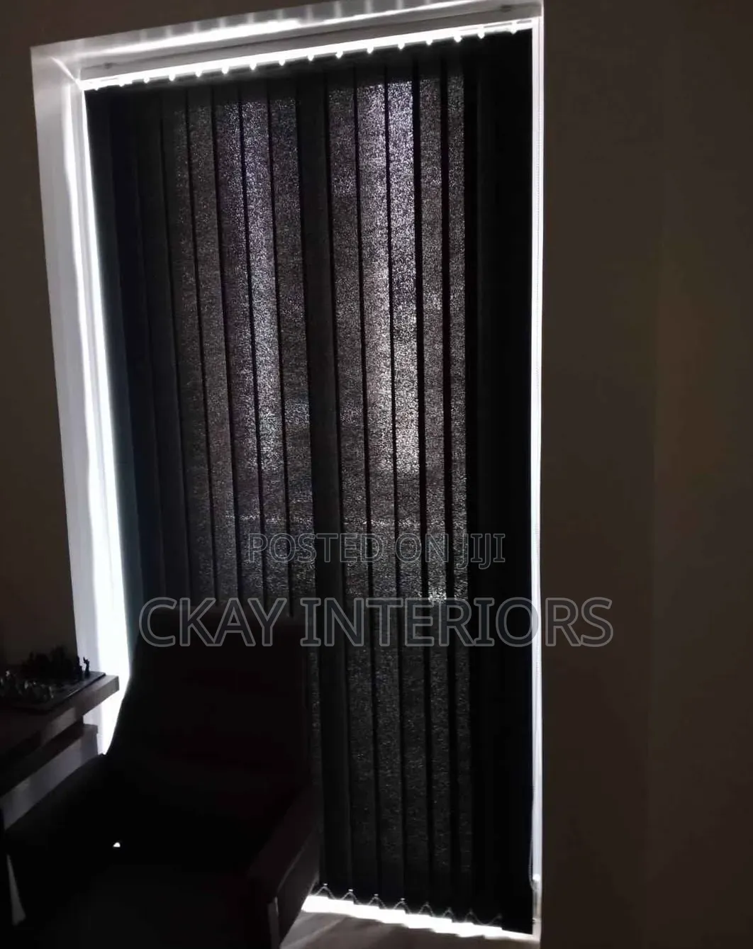 Blue and Black Easy to Operate Vertical Blinds