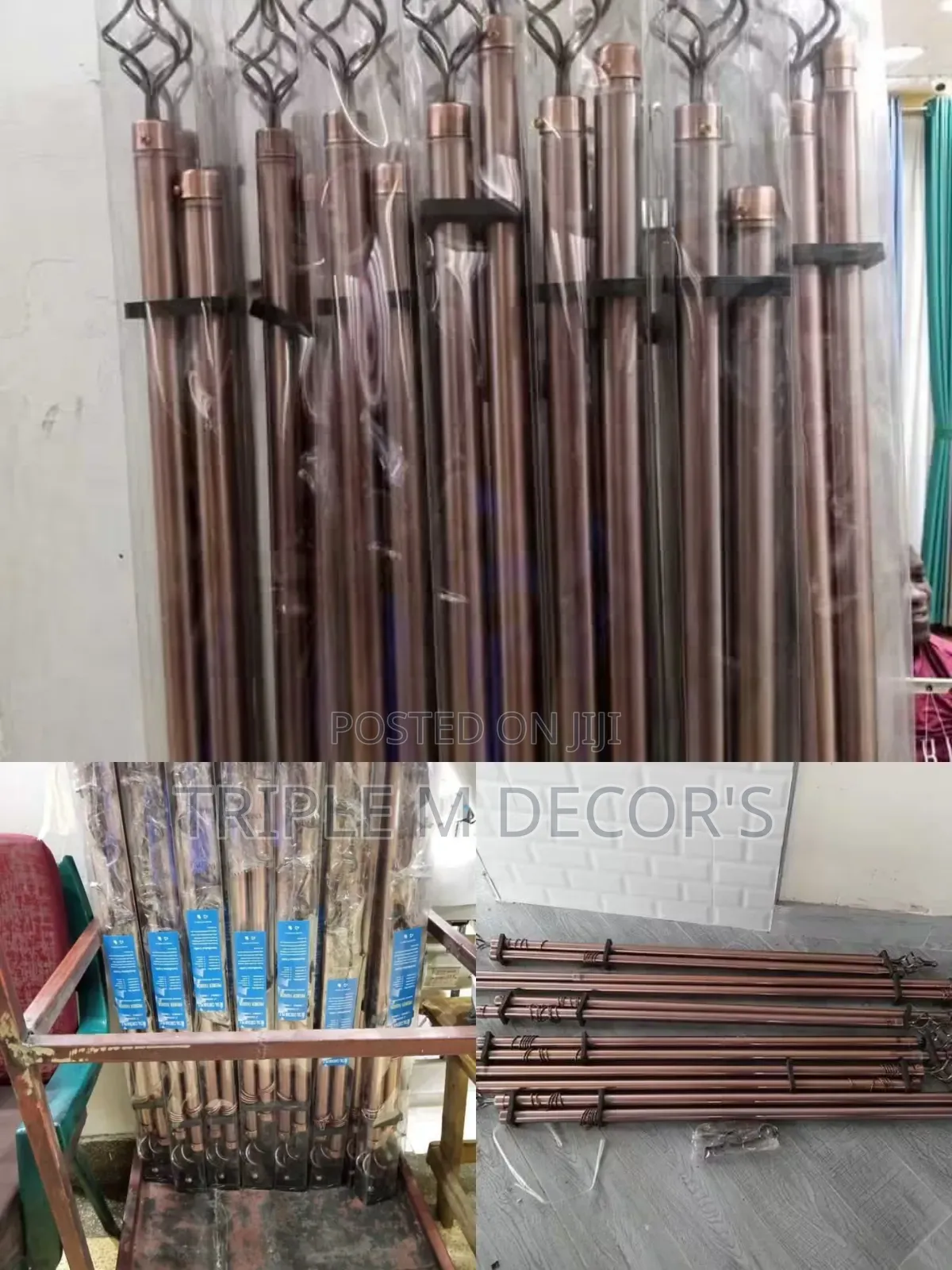 Complete Set 2m Double Curtain Rods Bronze,black Gold