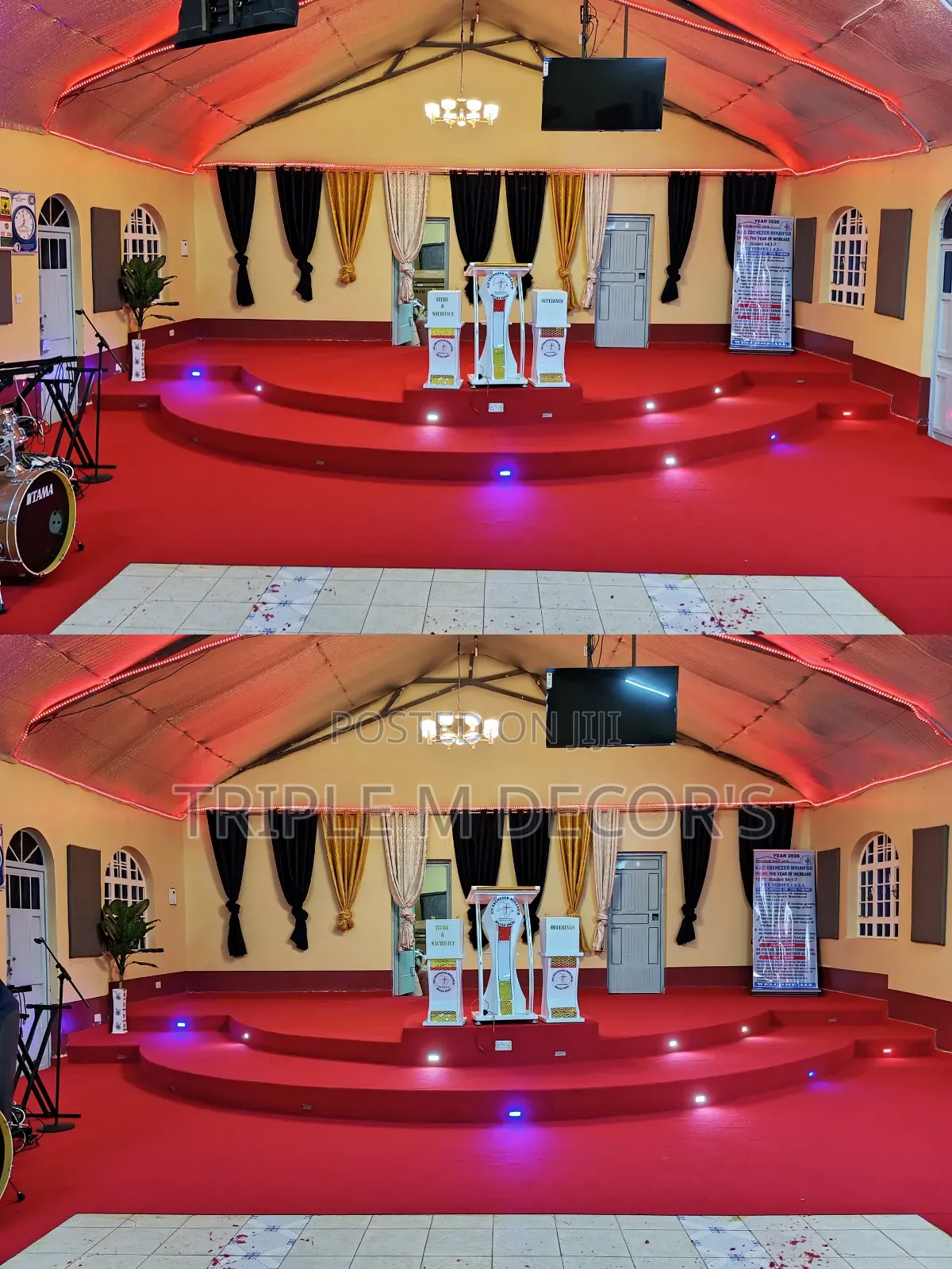 Long Duration Red 4mm Delta Church Stage Carpet