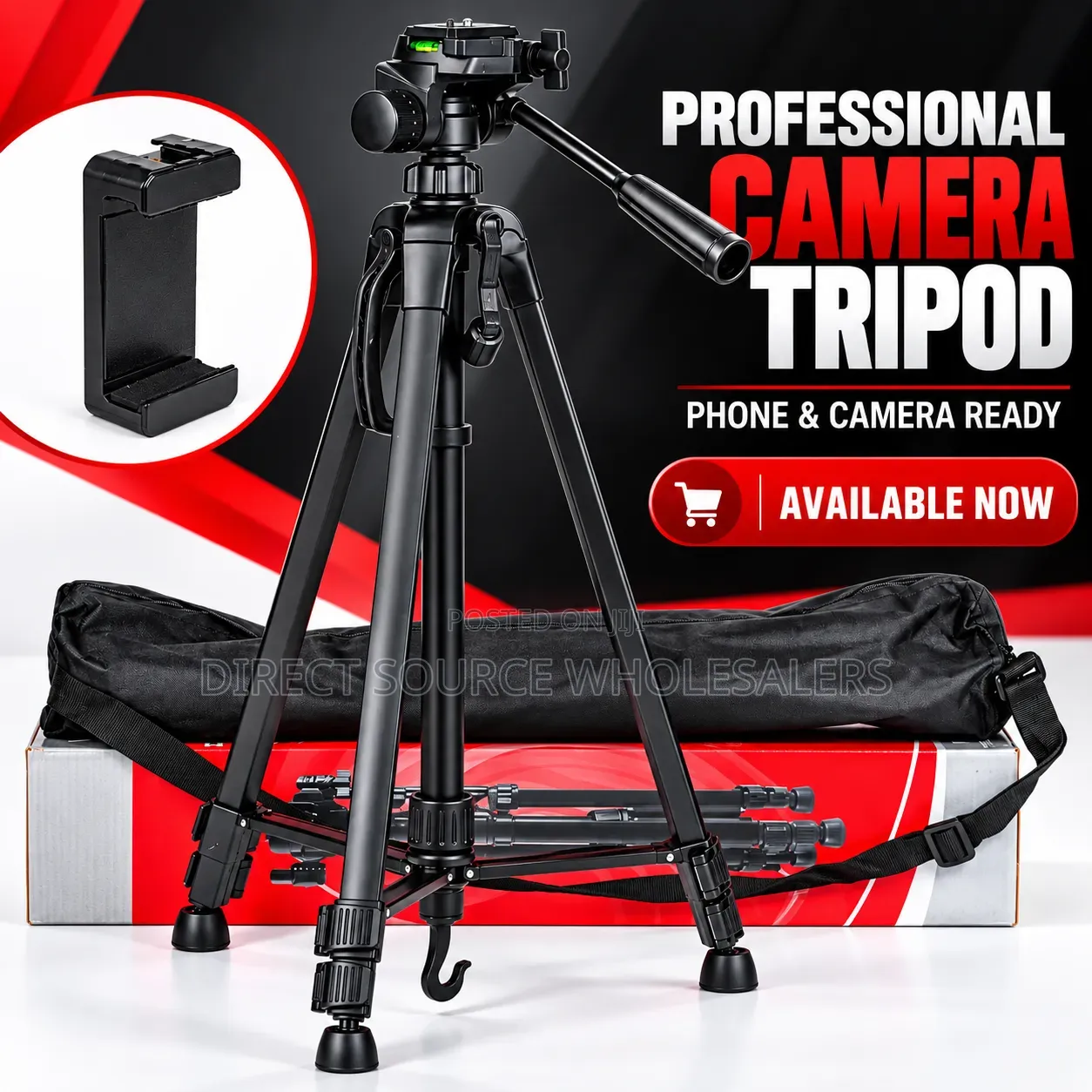 Professional Camera Tripod Stand With Phone Holder