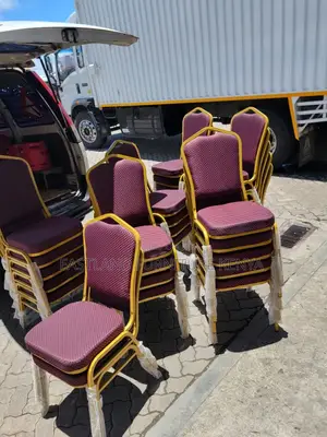 Banquet Chairs - Burgundy With Gold Metal Frame