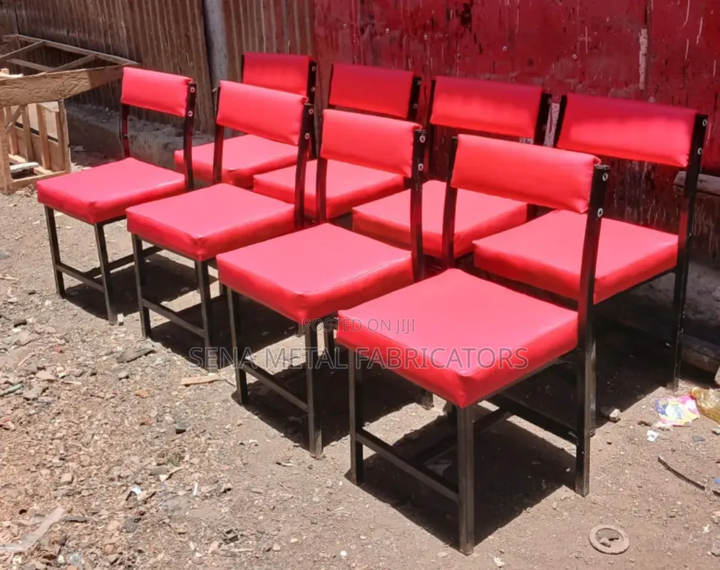 Office Chairs With Red Faux Fabric.