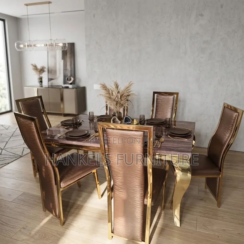 6 Seater Marble Dining Set – Elegant Modern Dining Table