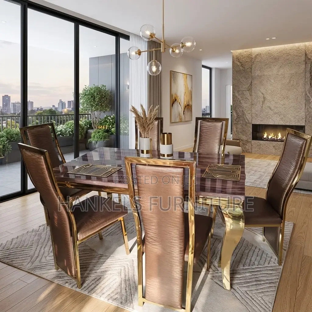 6 Seater Marble Dining Set – Elegant Modern Dining Table