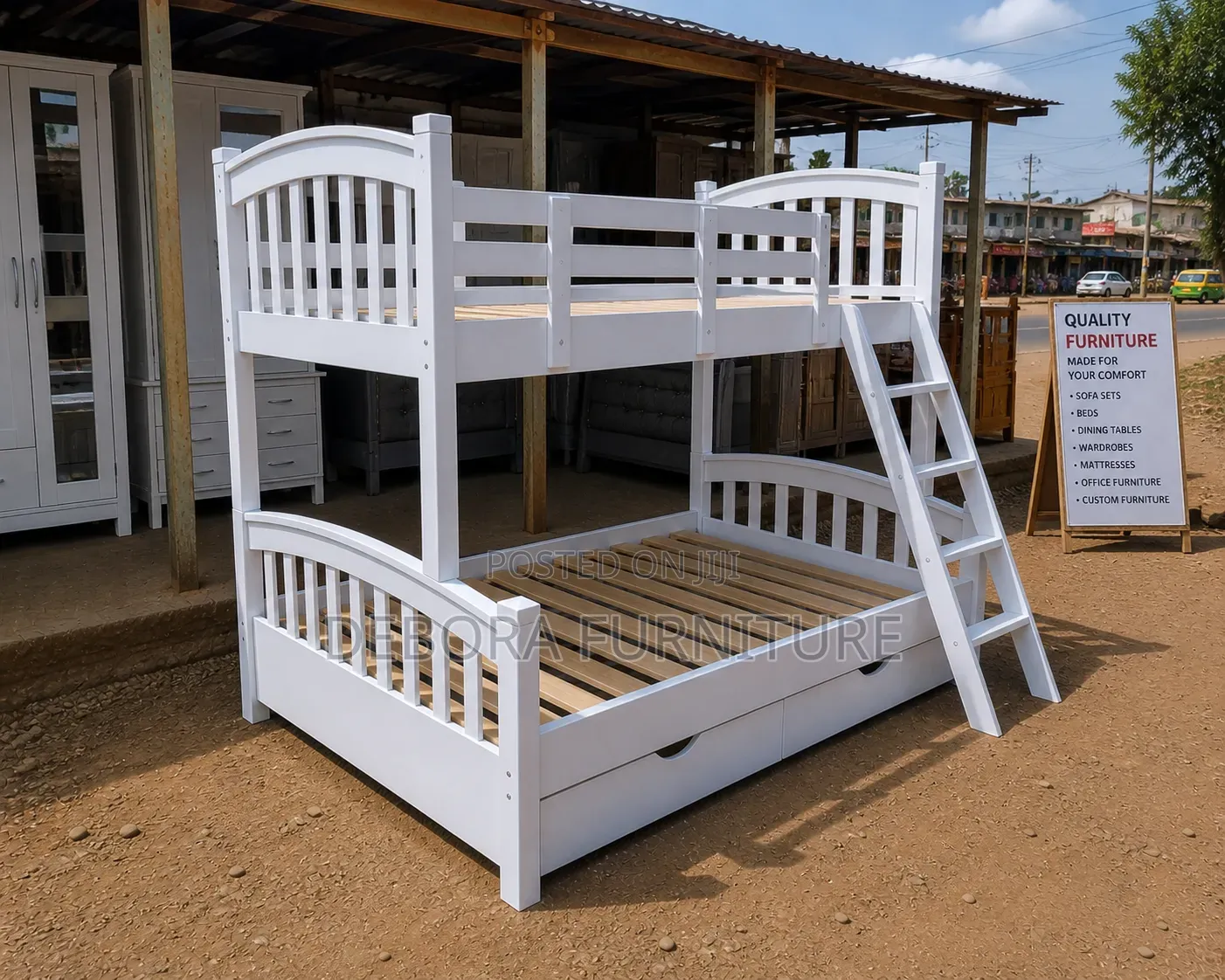 Brand New Heavy-Duty Wooden Bunk Frame,Under-Bed Drawer(Twin Over Full