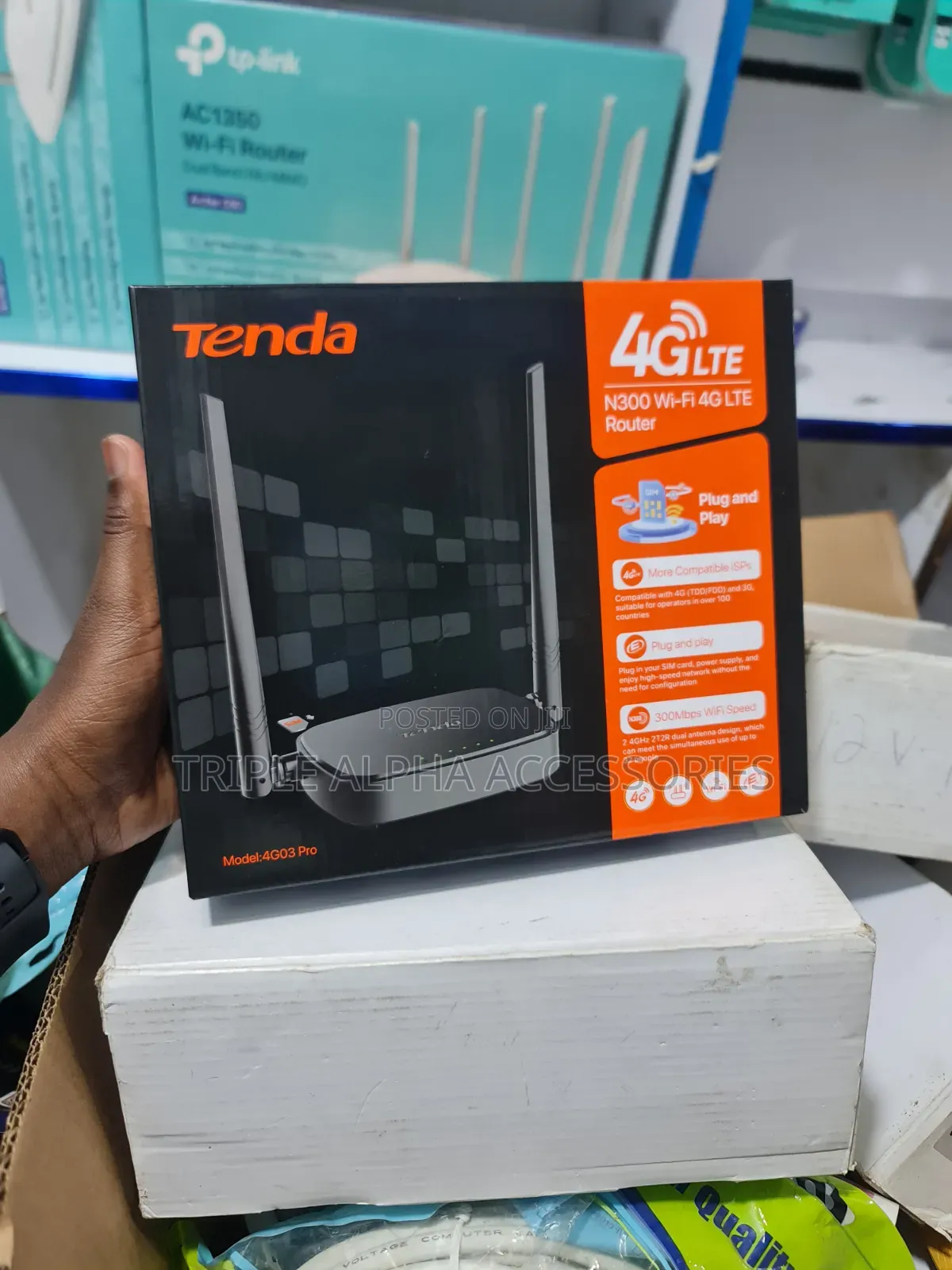 Tenda 4G03 Simcard Router, N300 Wi-Fi 4G LTE,