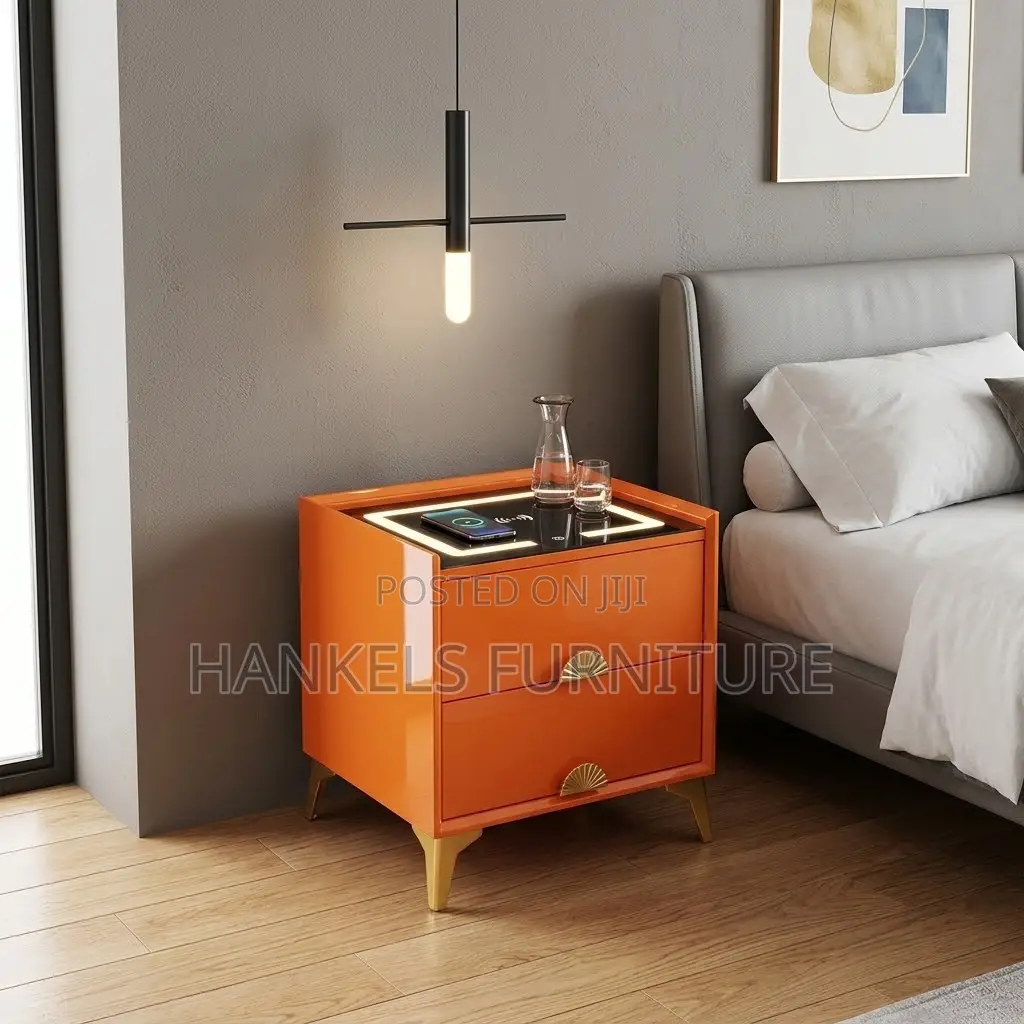 Side Bed Drawers With LED Light – Modern Bedside Table
