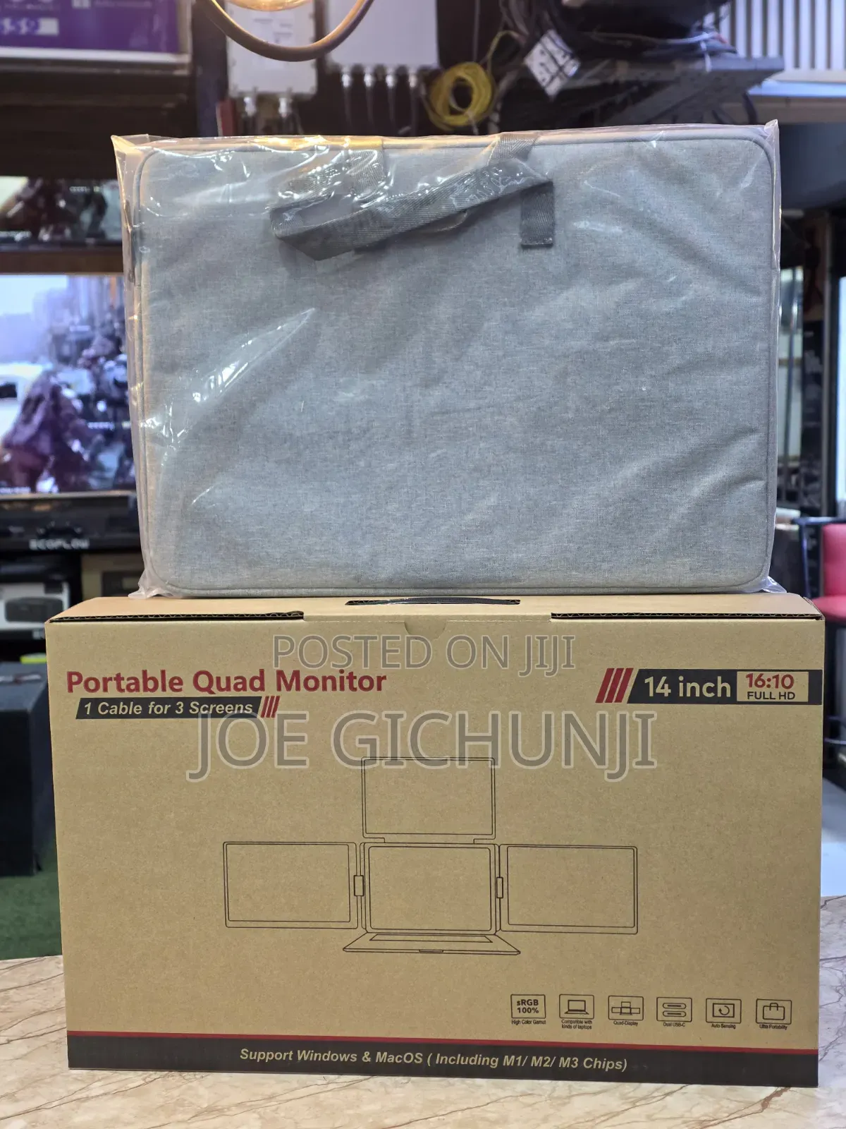 Portable 14-Inch Quad Monitor Screen Extender for Laptops