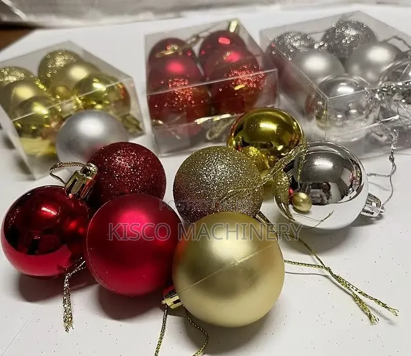 6 PCS Set Shiny, Matte, and Glittery Plastic Christmas Baubles Balls