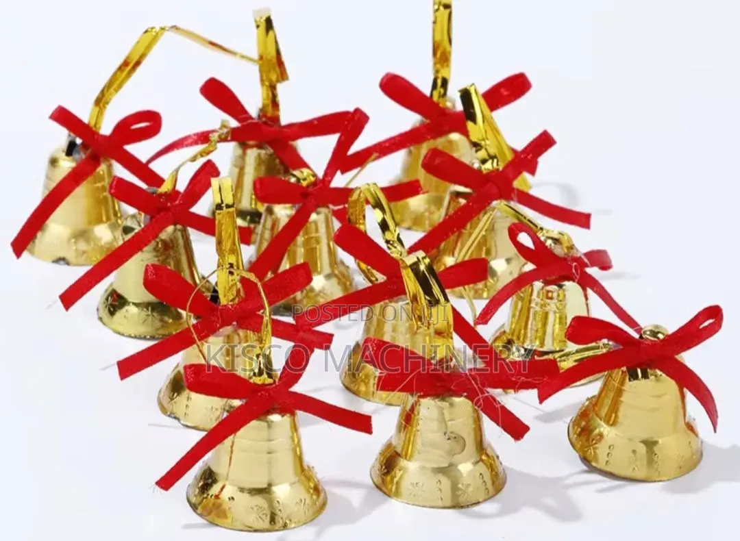 12pcs Set of Shiny Gold Plastic Decorative Bells