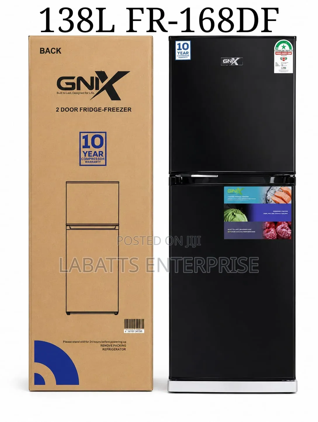 138L GNIX Double Door Refrigerator FR-168DF – Stylish Practical