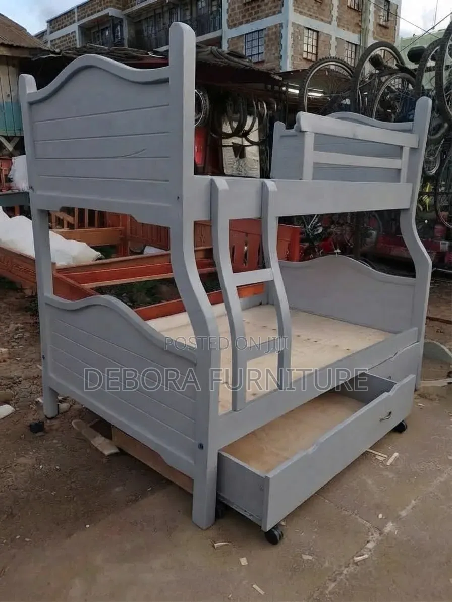 Brand New Grey Wooden Bunk Bed With Storage Drawers (Double Decker)