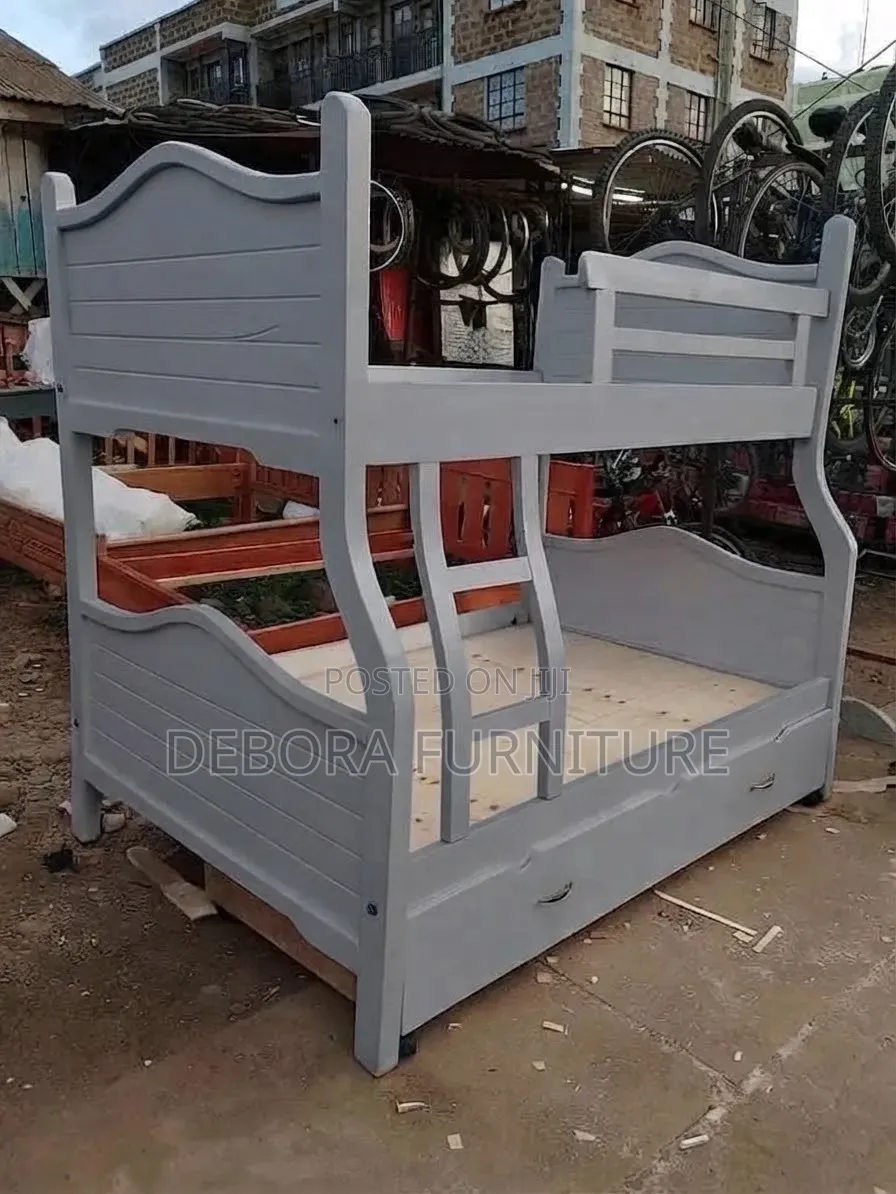 Brand New Grey Wooden Bunk Bed With Storage Drawers (Double Decker)
