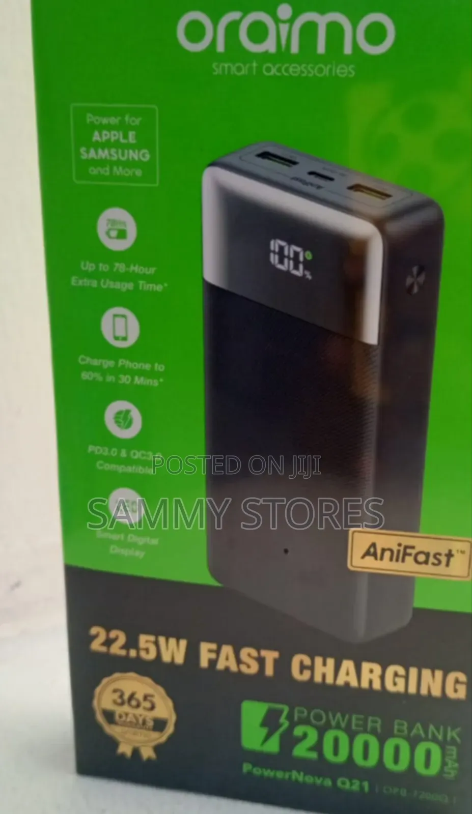 Oraimo Q21 20000mAh Power Bank – 3-Device Charging