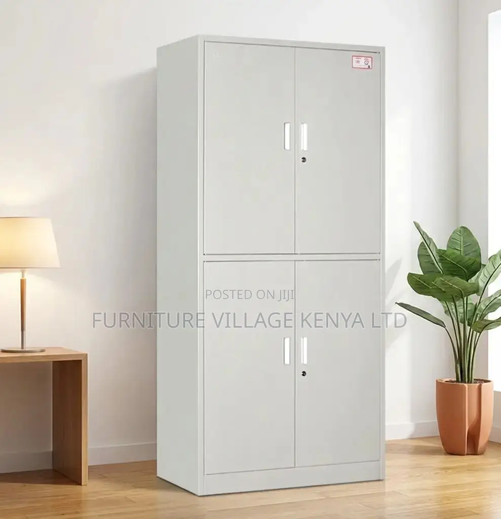 Office Cabinet; Steel Metallic 4 Door Lockable File/Storage Cabinet