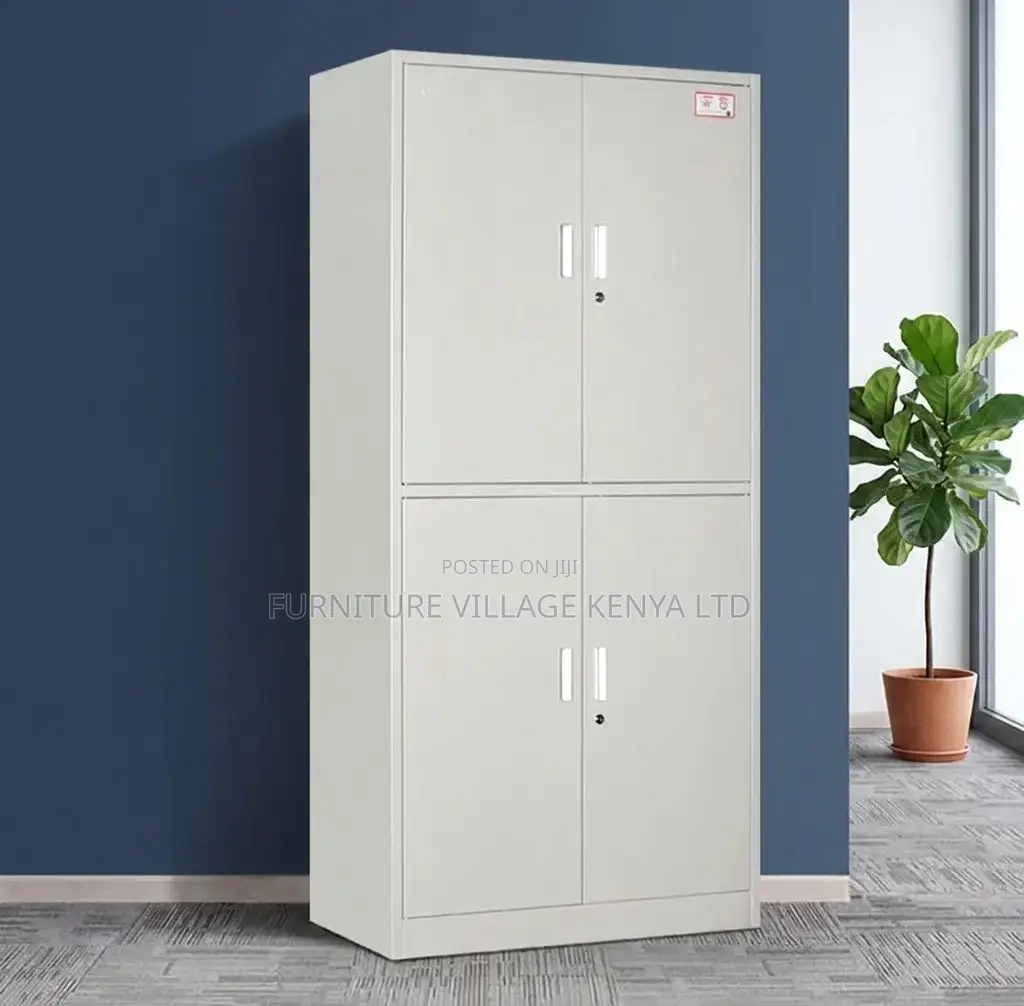 Office Cabinet; Steel Metallic 4 Door Lockable File/Storage Cabinet