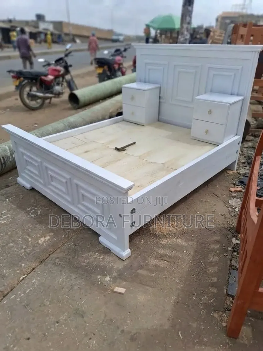 Brand New White Paneled Bed With Built-in Side Cabinets (5x6 / 6x6)
