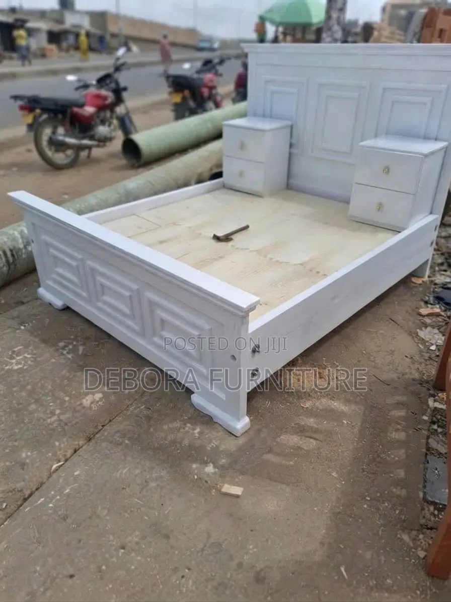 Brand New White Paneled Bed With Built-in Side Cabinets (5x6 / 6x6)