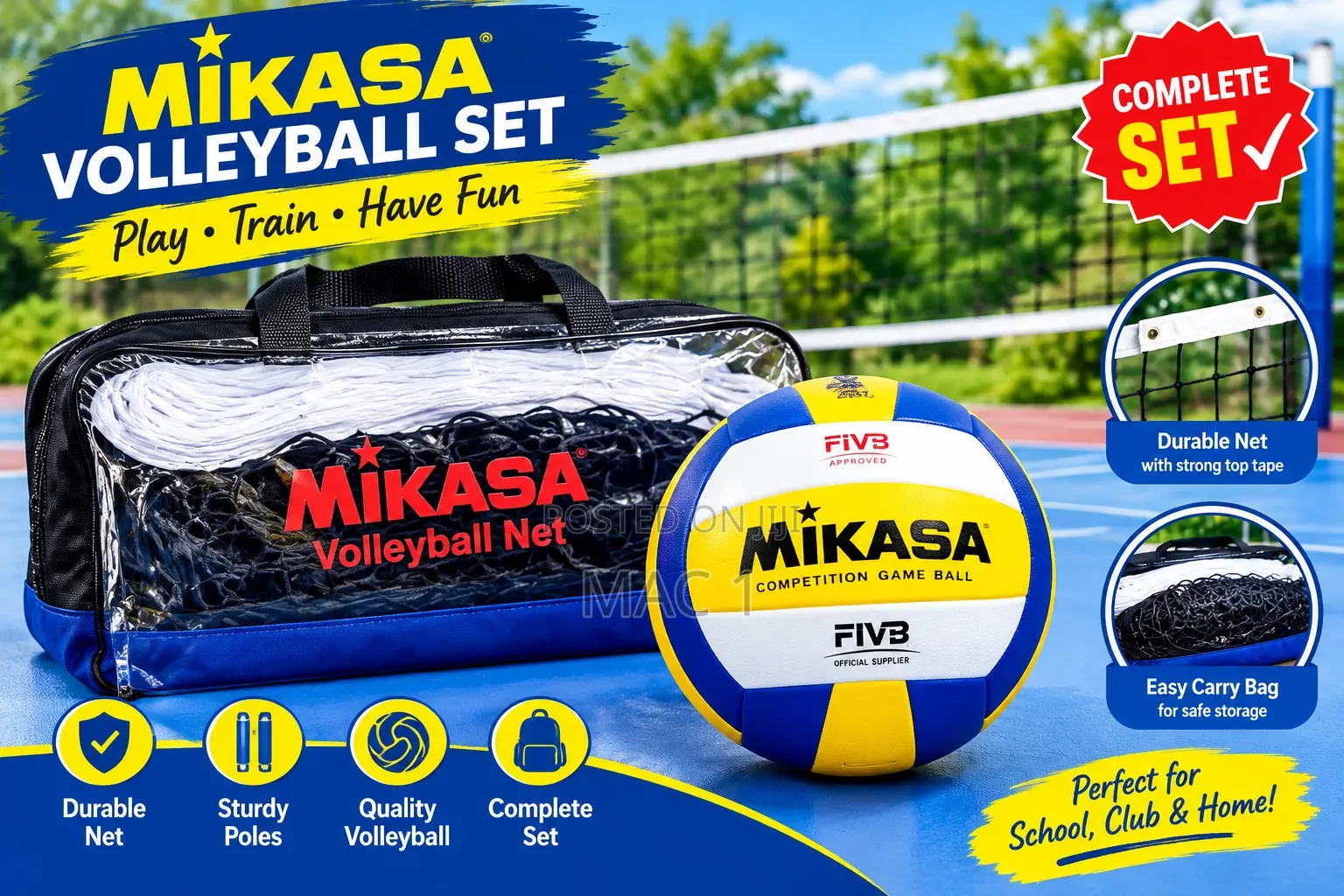 Mikasa Volleyball Net Set With Free Volleyball