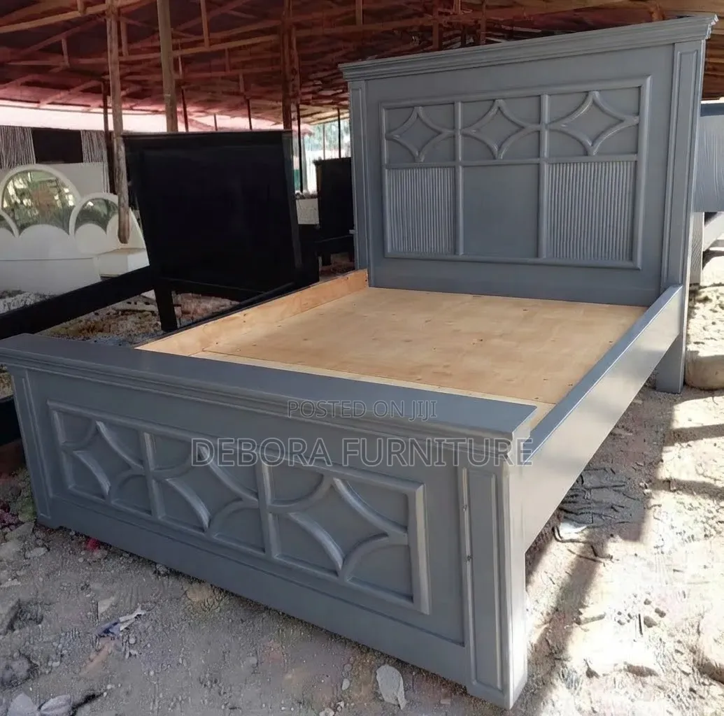 Brand New Modern Gray Wooden Bed Frame - Diamond Design (5x6 / 6x6)