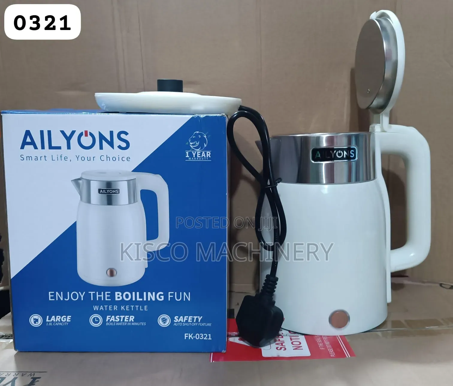 2l Cordless Aliyons White Kettle