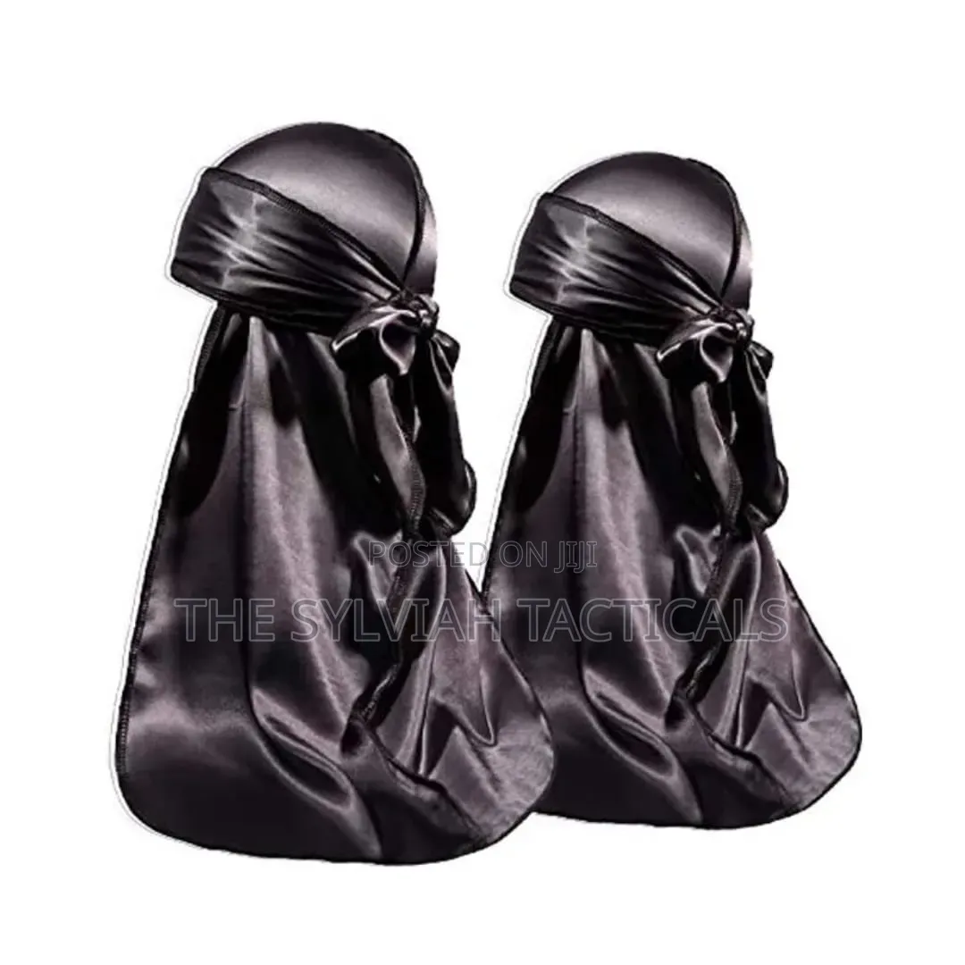 Logo Print 360 Waves Extra Long Straps Pirate Hat Silk Headwrap