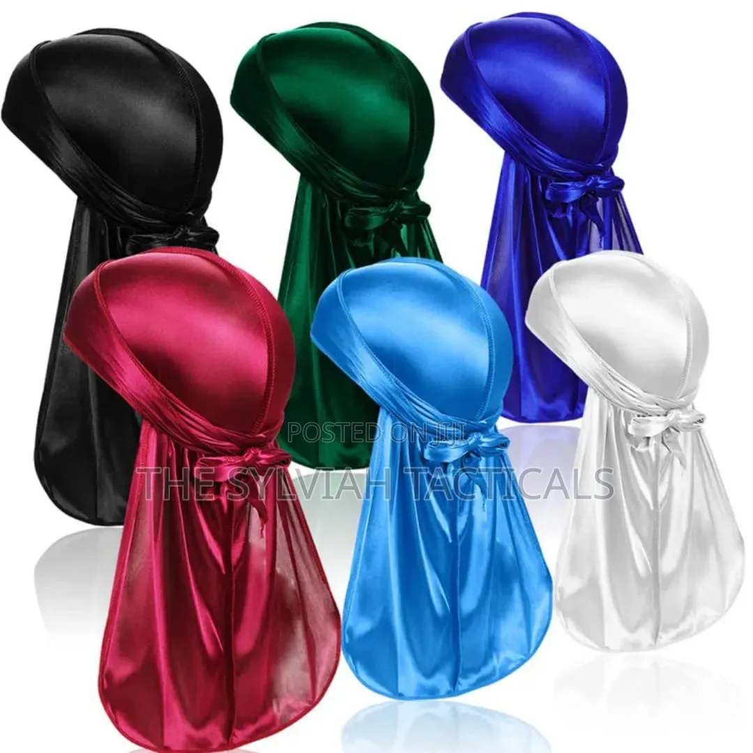 Logo Print 360 Waves Extra Long Straps Pirate Hat Silk Headwrap