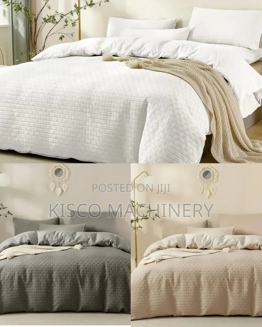 Waffle Weaving Poplin Luxury Soft Cotton Duvet Cover Set