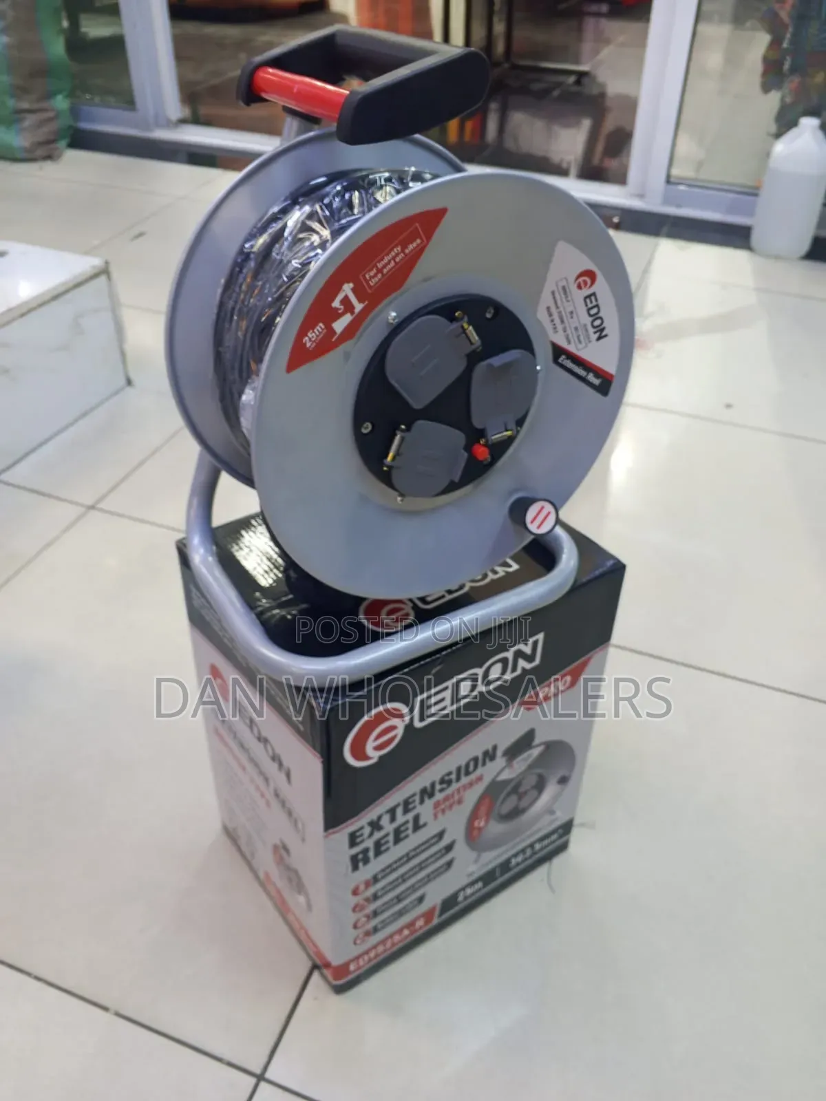 EDON 25 Meters Cable Extension Reel 3 Way Socket Outlet