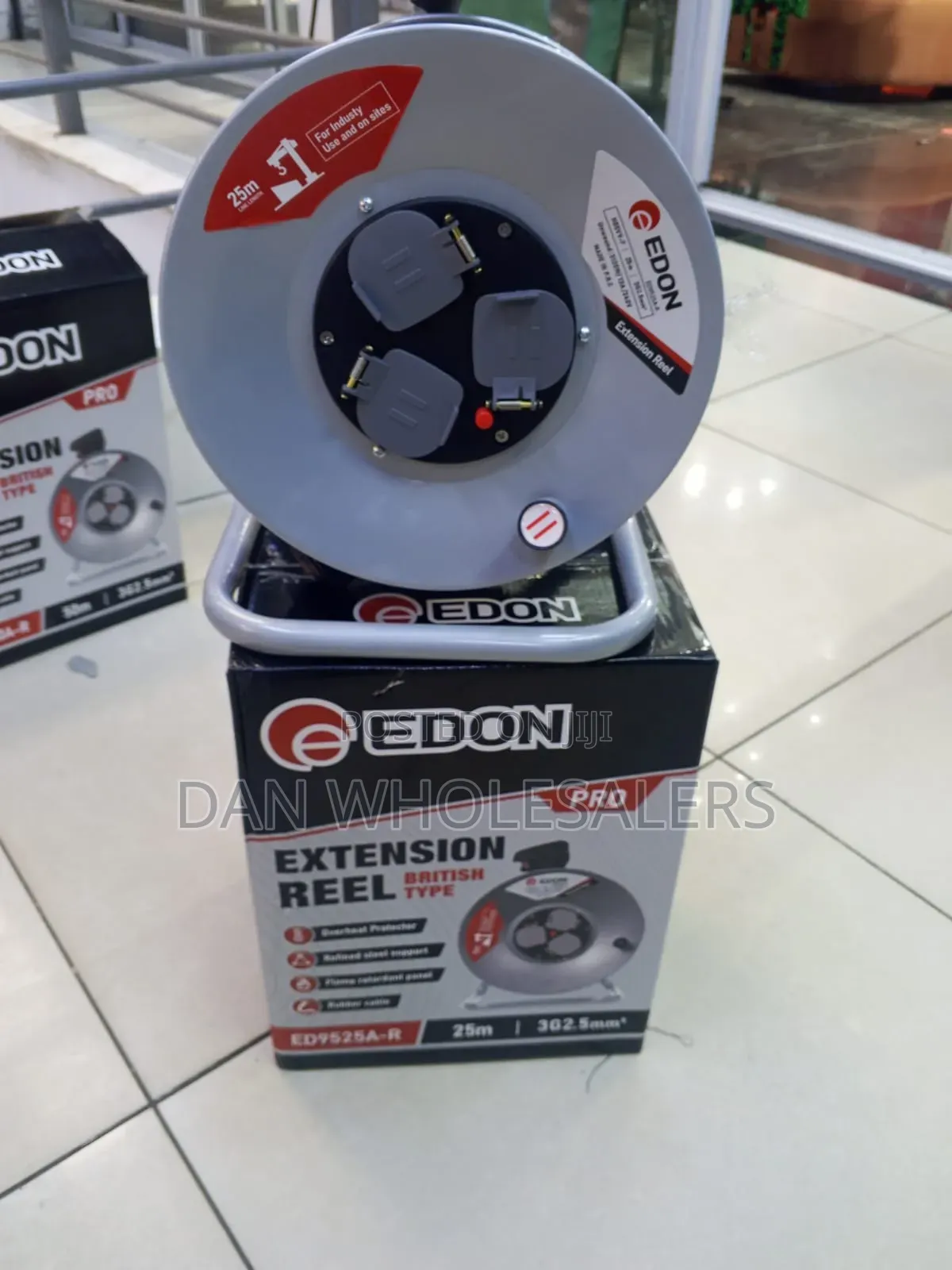 EDON 25M 2.5mm Extension Cable Reel British Type Heavy Duty