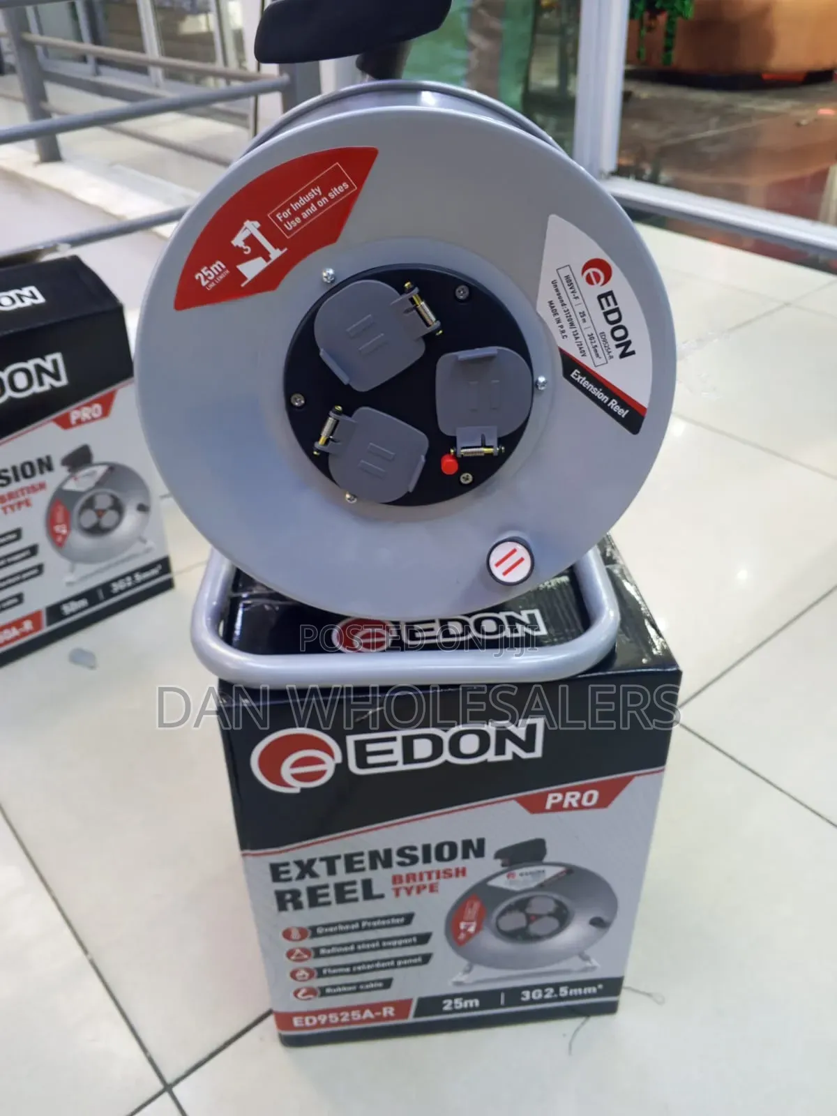 EDON Cable Reel Extension 25m 3G2.5mm With Handle Stand