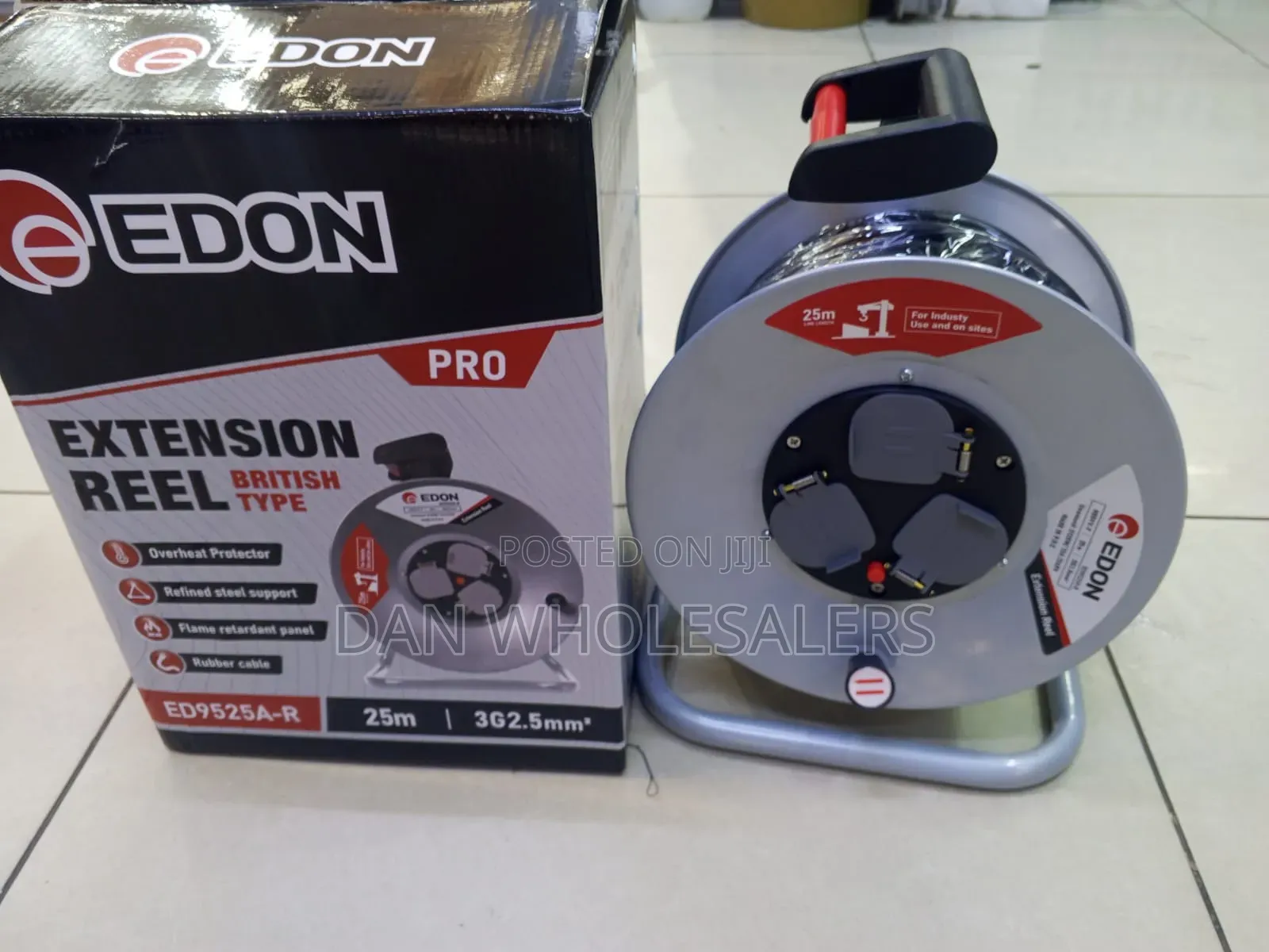 EDON Cable Reel Extension 25m 3G2.5mm With Handle Stand