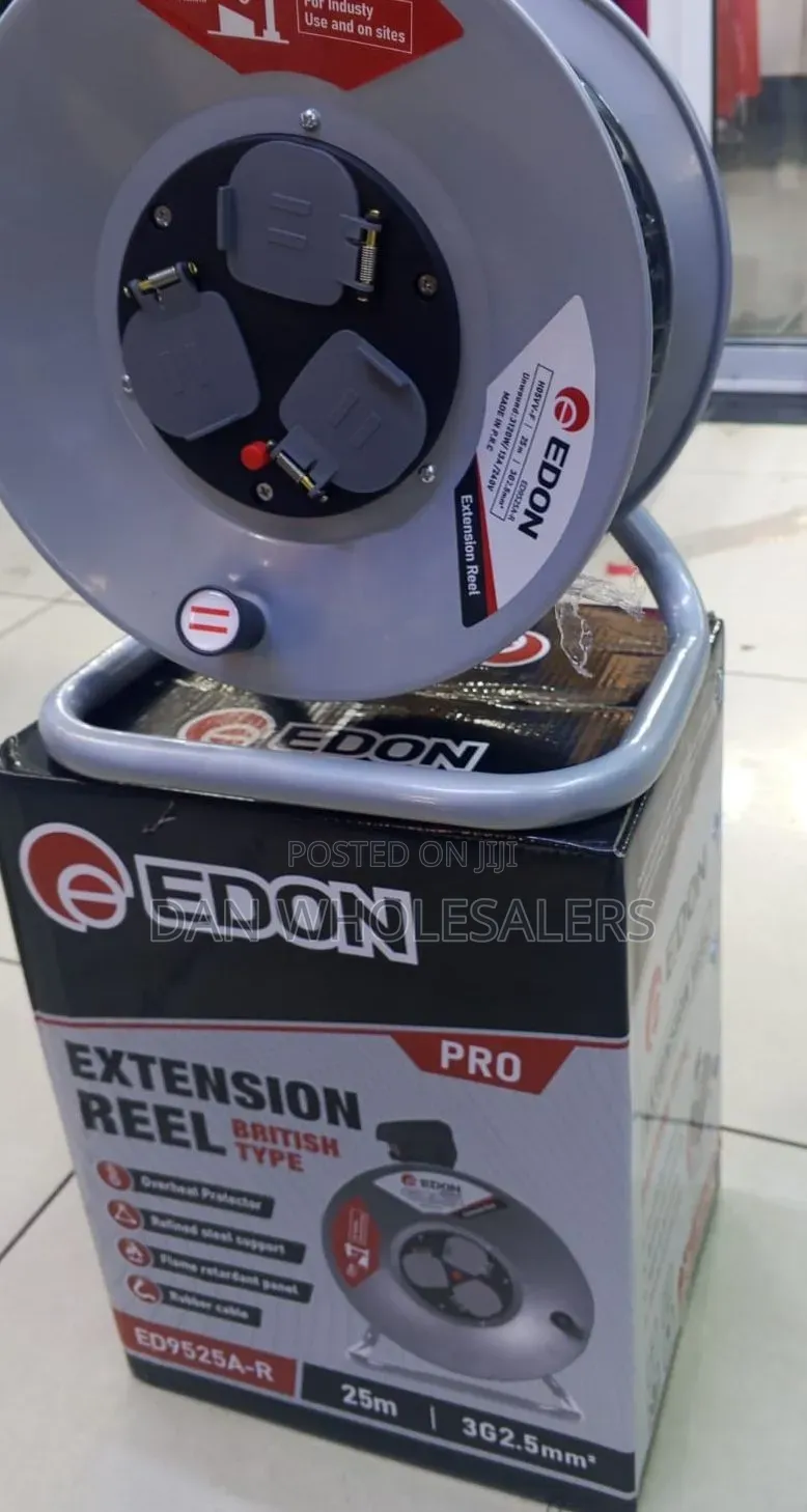 EDON 25 Meters Extension Reel Rubber Cable for Outdoor Use
